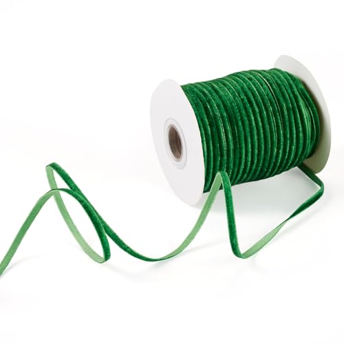 Bestewelry 45,7 m grünes Samtband, 3 mm, flach, einseitig, Satinband, weiche Verzierung, Spitzenborte mit Spulen für Geschenkverpackung, Verpackung, Haarschleife, Clips Bestewelry 45,7 m grünes Samtband, 3 mm, flach, einseitig, Satinband, weiche Verzierung, Spitzenborte mit Spulen für Geschenkverpackung, Verpackung, Haarschleife, Clips von Bestewelry