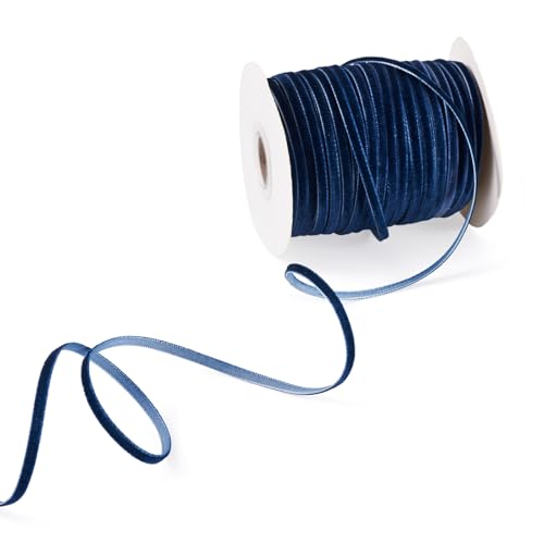 Bestewelry 45,7 m langes Weihnachtsband auf Rolle, 3 mm breit, Vintage-Samtband, weich, einseitig, Satinborte für Geschenkverpackung, Verpackung, Hochzeit, Party, Dekoration, Marineblau Bestewelry 45,7 m langes Weihnachtsband auf Rolle, 3 mm breit, Vintage-Samtband, weich, einseitig, Satinborte für Geschenkverpackung, Verpackung, Hochzeit, Party, Dekoration, Marineblau von Bestewelry