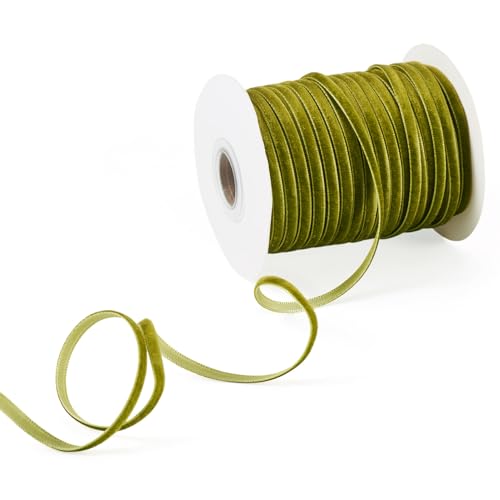 Bestewelry 45,7 m olivgrünes Band auf Rolle, 3 mm breit, einseitiges Samtband für Geschenkverpackung, Verpackung, Hochzeit, Party, Dekoration Bestewelry 45,7 m olivgrünes Band auf Rolle, 3 mm breit, einseitiges Samtband für Geschenkverpackung, Verpackung, Hochzeit, Party, Dekoration von Bestewelry