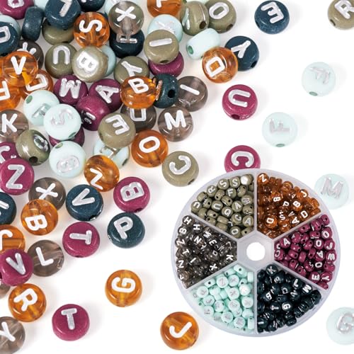 Bestewelry 48 g 7 mm flache runde Alphabet-Perlen, Buchstabe A-Z, Acrylperle, lose Abstandshalter-Perlen zum Benennen von Armbändern, Halsketten, Ohrringen, Ringen, Schmuckherstellung von Bestewelry