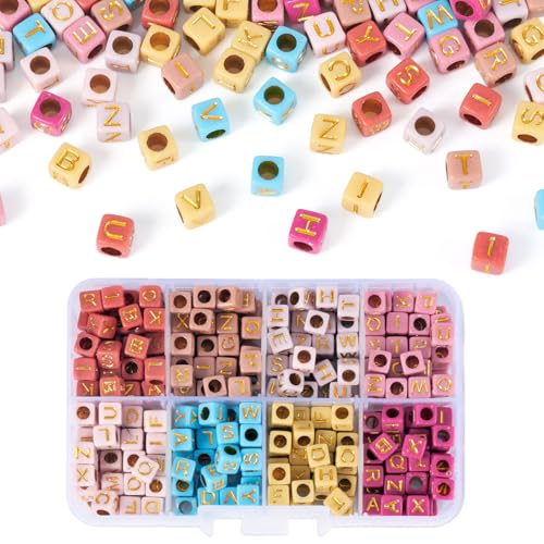Bestewelry 48 g würfelförmige Alphabet-Perlen, 6 × 6 × 6 mm, Buchstabe A-Z, lose Abstandshalter, Buchstabenperlen zum Benennen von Armbändern, Halsketten, Ohrringen, Ringen, Schmuckherstellung von Bestewelry