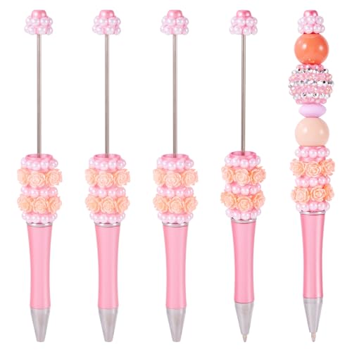 Bestewelry 5 Stück Blumen-Perlenstift, 143,5 x 20 x 20 mm, Kunststoff-Kugelschreiber, Edelstahl, Perlenstifte für Bastelarbeiten, Rosa Bestewelry 5 Stück Blumen-Perlenstift, 143,5 x 20 x 20 mm, Kunststoff-Kugelschreiber, Edelstahl, Perlenstifte für Bastelarbeiten, Rosa von Bestewelry