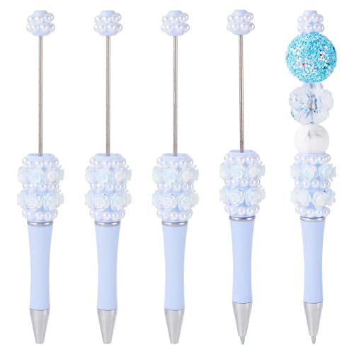 Bestewelry 5 Stück Blumen-Perlenstift, 143,5 x 20 x 20 mm, Kunststoff-Kugelschreiber, Edelstahl, Perlenstifte für Bastelarbeiten, helles Stahlblau Bestewelry 5 Stück Blumen-Perlenstift, 143,5 x 20 x 20 mm, Kunststoff-Kugelschreiber, Edelstahl, Perlenstifte für Bastelarbeiten, helles Stahlblau von Bestewelry
