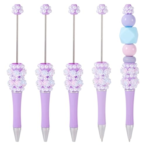Bestewelry 5 Stück Blumen-Perlenstift, 143,5 x 20 x 20 mm, Kunststoff-Kugelschreiber, Edelstahl, Perlenstifte für Bastelarbeiten, mittelviolett Bestewelry 5 Stück Blumen-Perlenstift, 143,5 x 20 x 20 mm, Kunststoff-Kugelschreiber, Edelstahl, Perlenstifte für Bastelarbeiten, mittelviolett von Bestewelry