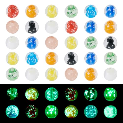 Bestewelry 50 Stück 10 mm leuchtende Lampwork-Perlen, runde Kugeln, Kristallglasperlen, leuchten im Dunkeln, für Ohrringe, Armbänder, Halsketten, Schmuckherstellung Bestewelry 50 Stück 10 mm leuchtende Lampwork-Perlen, runde Kugeln, Kristallglasperlen, leuchten im Dunkeln, für Ohrringe, Armbänder, Halsketten, Schmuckherstellung von Bestewelry