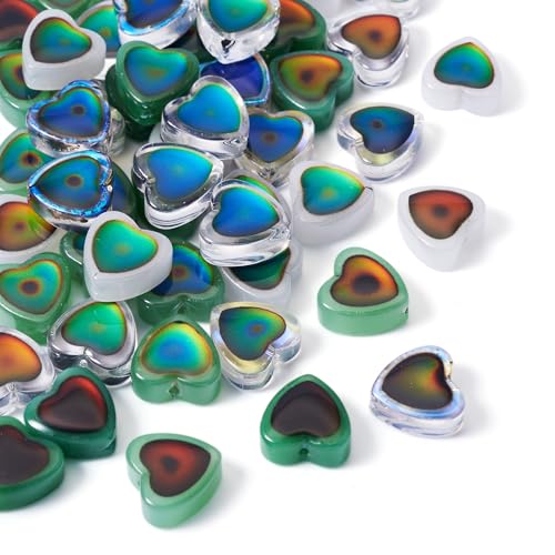 Bestewelry 50 Stück Stimmungsperlen, Temperaturfühler, Farbwechsel, Glasperlen in 5 Farben, Herzperlen für Bastelarbeiten, Armbänder, Halsketten, Ohrringe, Schmuckherstellung Bestewelry 50 Stück Stimmungsperlen, Temperaturfühler, Farbwechsel, Glasperlen in 5 Farben, Herzperlen für Bastelarbeiten, Armbänder, Halsketten, Ohrringe, Schmuckherstellung von Bestewelry