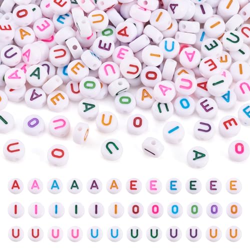 Bestewelry 500 Stück flache runde Acryl-Alphabet-Perlen mit Anfangsbuchstaben A E I O U Vokalperlen für Armbänder Halsketten DIY Schmuckherstellung Bestewelry 500 Stück flache runde Acryl-Alphabet-Perlen mit Anfangsbuchstaben A E I O U Vokalperlen für Armbänder Halsketten DIY Schmuckherstellung von Bestewelry