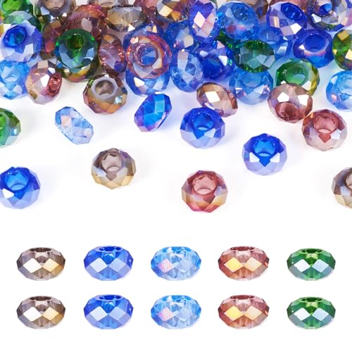 Bestewelry 50pcs 13mm Rondelle Europäische Glasperlen Facettierte Kristallperle mit großem Loch Lose Spacer Bead für DIY Armband Halskette Ohrring Schmuckherstellung Bestewelry 50pcs 13mm Rondelle Europäische Glasperlen Facettierte Kristallperle mit großem Loch Lose Spacer Bead für DIY Armband Halskette Ohrring Schmuckherstellung von Bestewelry