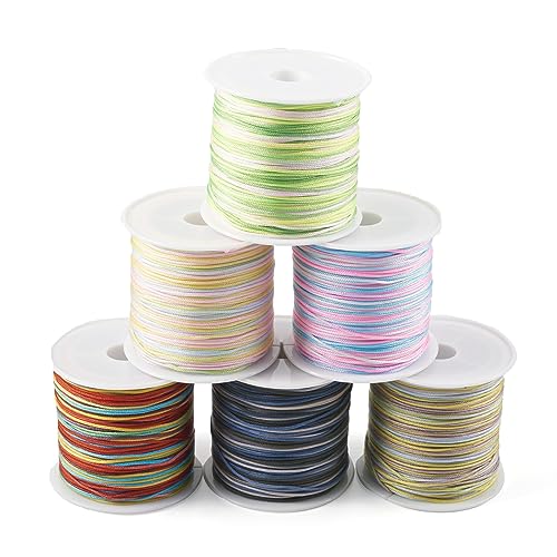 Bestewelry 6 Rollen 0,8 mm Nylonfaden Schnur Segment gefärbtes Nylon Chinesische Knotenschnur Makramee Schnur für DIY Handwerk Armband Schmuckherstellung Bestewelry 6 Rollen 0,8 mm Nylonfaden Schnur Segment gefärbtes Nylon Chinesische Knotenschnur Makramee Schnur für DIY Handwerk Armband Schmuckherstellung von Bestewelry