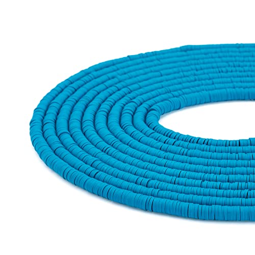 Bestewelry 6 mm 10 Stränge Polymer Ton Perlen Heishi Disc Perlen Flache Runde Lose Spacer Perlen für DIY Armbänder Halsketten Schmuckherstellung (Dunkel Cyan) von Bestewelry
