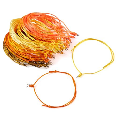 Bestewelry 60 Stück Nylonschnur, Armband, verstellbare Handgelenkschnüre, unlackiertes Armband, Kordel, Polyester-Perlenseil mit offenen Binderingen für Gliederanhänger, Schmuck, Handwerk, Orange, 60 von Bestewelry