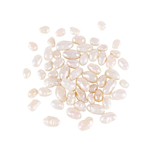 Bestewelry 60 Stück weiße Perlen, natürliche Süßwasser-Zuchtperlen, ovale Form, Wasserperlen für Damen, Armband, Halskette, Ohrringe, Ring, Schmuckherstellung von Bestewelry