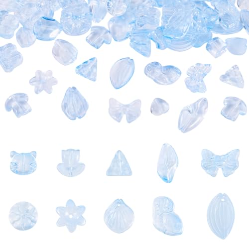 Bestewelry 64 Stück sortierte transparente Glasperlen, 8–20 mm, Blumenblatt, Herz, Glasperlen, Farbverlauf, Mini-Perlen für Schmuckherstellung, Armband, Ohrringe, Hellhimmelblau Bestewelry 64 Stück sortierte transparente Glasperlen, 8–20 mm, Blumenblatt, Herz, Glasperlen, Farbverlauf, Mini-Perlen für Schmuckherstellung, Armband, Ohrringe, Hellhimmelblau von Bestewelry