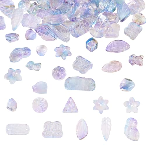 Bestewelry 64 Stück sortierte transparente Glasperlen, 8–20 mm, Blumenblatt, Herz, Glasperlen, Farbverlauf, Mini-Perlen für Schmuckherstellung, DIY, Armband, Ohrringe, Kornblumenblau Bestewelry 64 Stück sortierte transparente Glasperlen, 8–20 mm, Blumenblatt, Herz, Glasperlen, Farbverlauf, Mini-Perlen für Schmuckherstellung, DIY, Armband, Ohrringe, Kornblumenblau von Bestewelry