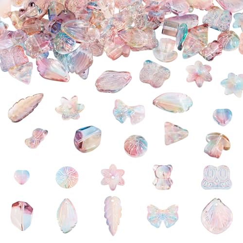 Bestewelry 64 Stück sortierte transparente Glasperlen, 8–20 mm, Blumenblatt, Herz, Glasperlen, Farbverlauf, Mini-Perlen für Schmuckherstellung, DIY, Armband, Ohrringe, bunt Bestewelry 64 Stück sortierte transparente Glasperlen, 8–20 mm, Blumenblatt, Herz, Glasperlen, Farbverlauf, Mini-Perlen für Schmuckherstellung, DIY, Armband, Ohrringe, bunt von Bestewelry