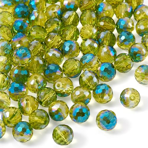 Bestewelry 80 Stück facettierte Glasperlen, 10 mm, rund, funkelnde Rondelle-Perlen, lose Abstandshalter, Perlen für Armbänder, Ohrringe, Schmuckherstellung, Fenstertasche, Dekoration, olivgrün Bestewelry 80 Stück facettierte Glasperlen, 10 mm, rund, funkelnde Rondelle-Perlen, lose Abstandshalter, Perlen für Armbänder, Ohrringe, Schmuckherstellung, Fenstertasche, Dekoration, olivgrün von Bestewelry
