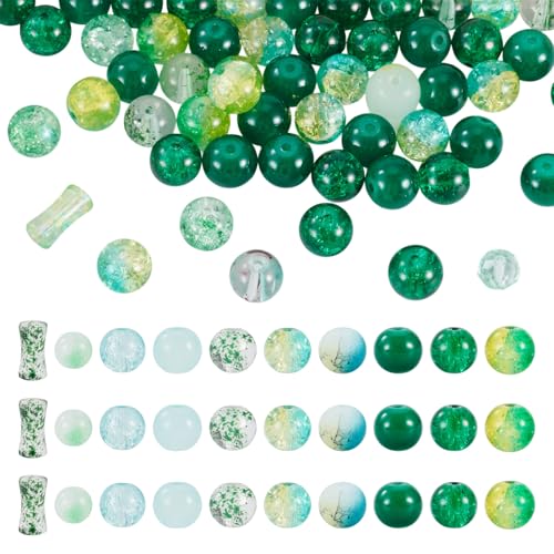 Bestewelry 80 g transparente Glasperlen, runde Kugel, Kristallperle, lose Abstandshalter, Perlen für Armbänder, Halsketten, Schmuckherstellung, Grün Bestewelry 80 g transparente Glasperlen, runde Kugel, Kristallperle, lose Abstandshalter, Perlen für Armbänder, Halsketten, Schmuckherstellung, Grün von Bestewelry