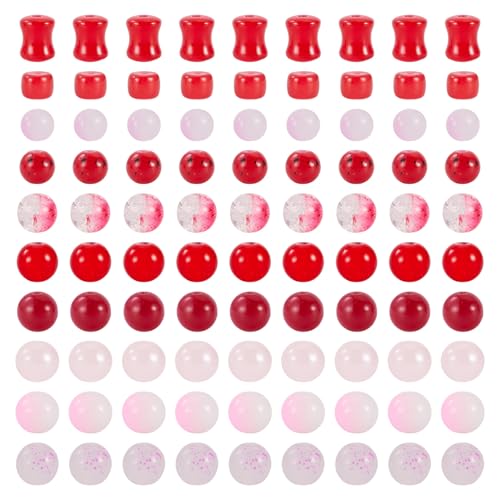 Bestewelry 80 g transparente Glasperlen, runde Kugel, Kristallperle, lose Abstandshalter, Perlen für Armbänder, Halsketten, Schmuckherstellung, Rot Bestewelry 80 g transparente Glasperlen, runde Kugel, Kristallperle, lose Abstandshalter, Perlen für Armbänder, Halsketten, Schmuckherstellung, Rot von Bestewelry