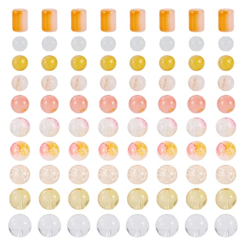 Bestewelry 80 g transparente Glasperlen, runde Kugel, Kristallperle, lose Abstandshalter-Perle für Armbänder, Halsketten, Schmuckherstellung, Orange von Bestewelry