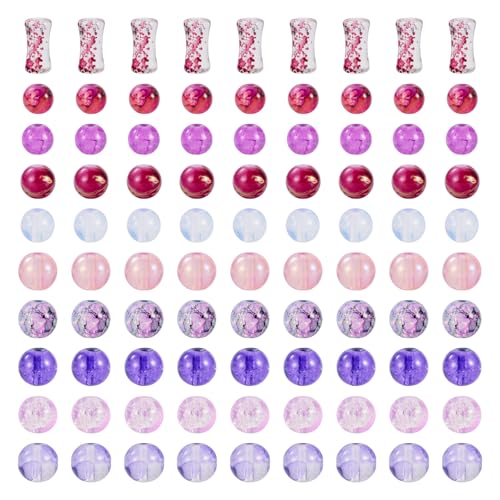 Bestewelry 80 g transparente Glasperlen, runde Kugel, Kristallperle, lose Abstandshalter-Perle für Armbänder, Halsketten, Schmuckherstellung, Violett Bestewelry 80 g transparente Glasperlen, runde Kugel, Kristallperle, lose Abstandshalter-Perle für Armbänder, Halsketten, Schmuckherstellung, Violett von Bestewelry