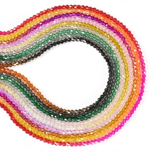 Bestewelry 9 Stränge facettierte Glasperlen, 3 mm, Doppelkegel, Kristallglasperle, Pastell, lose Abstandshalter, Perlen für Armbänder, Schmuckherstellung, Heimdekoration von Bestewelry