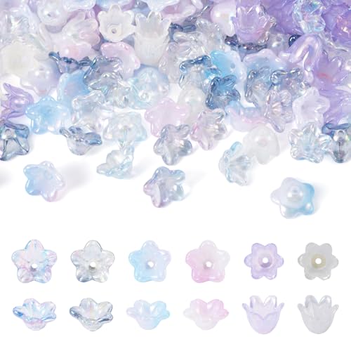 Bestewelry Acryl-Blumen-Perlenkappen, Blumenblüten, Acrylperlen, Endkappen für DIY-Ohrringe, Armbänder, Schmuckherstellung, Blau, 180 Stück von Bestewelry