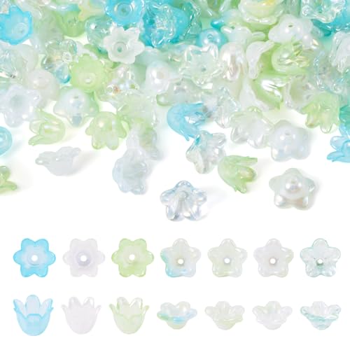Bestewelry Acryl-Blumen-Perlenkappen, Blumenblüten, Acrylperlen, Endkappen für DIY-Ohrringe, Armbänder, Schmuckherstellung, Grün, 180 Stück von Bestewelry