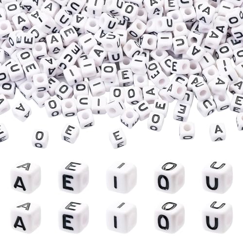 Bestewelry Acryl-Buchstabenperlen, großes Loch, Würfel, Großbuchstabe A, E, I, O, U, für Bastelarbeiten, Namen, Freundschaftsarmband, Halskette, Schlüsselanhänger, Schmuckherstellung, 8 mm, 300 Stück Bestewelry Acryl-Buchstabenperlen, großes Loch, Würfel, Großbuchstabe A, E, I, O, U, für Bastelarbeiten, Namen, Freundschaftsarmband, Halskette, Schlüsselanhänger, Schmuckherstellung, 8 mm, 300 Stück von Bestewelry