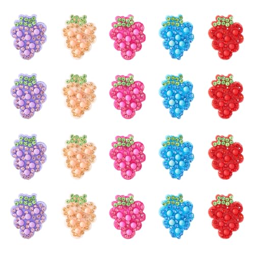 Bestewelry Aufnäher zum Aufbügeln, 5 Farben, niedliche Trauben-Strass, zum Aufnähen, Obst-Thema, Trauben-Reparatur, bestickte Applikationen für Heimwerker, Basteln, Haar-Accessoires, Kleidung, von Bestewelry