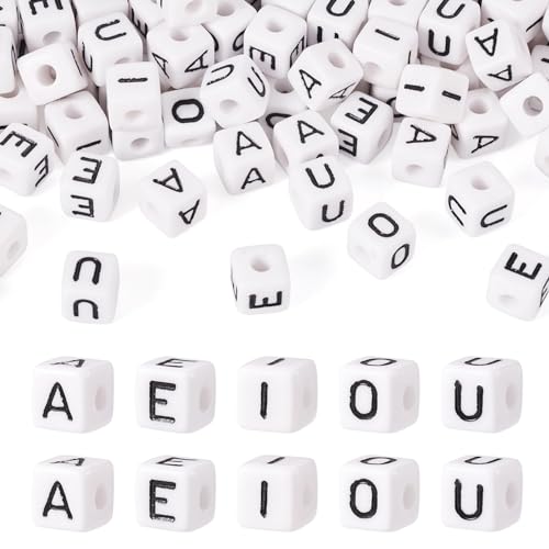 Bestewelry 100 Stück Acryl-Buchstabenperlen, 10 mm, quadratisch, kubische Alphabet-Perlen, A, E, I, O, U, Vokal-Buchstabenperlen für Armbänder, Halsketten, DIY-Schmuckherstellung Bestewelry 100 Stück Acryl-Buchstabenperlen, 10 mm, quadratisch, kubische Alphabet-Perlen, A, E, I, O, U, Vokal-Buchstabenperlen für Armbänder, Halsketten, DIY-Schmuckherstellung von Bestewelry
