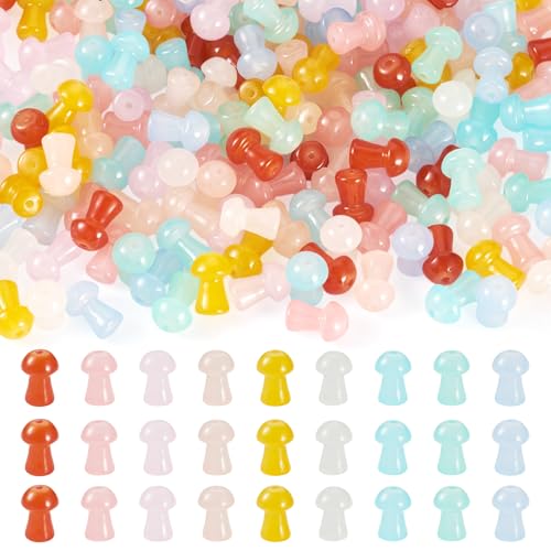Bestewelry Bunte Pilz-Glasperlen, Mini-Pilz-Kristallglasperlen, lose Abstandshalter für selbstgemachte Armbänder, Halsketten, Ohrringe, Schmuckherstellung, Heimdekoration, 180 Stück von Bestewelry