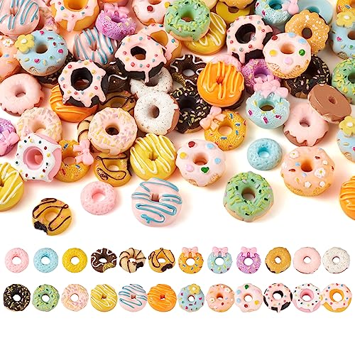 Bestewelry Donut-Cabochons aus Kunstharz, undurchsichtig, für Kekse, Donut-Charms, niedlich, klein, Macaron-Dessert, Schleim, Mini-Imitat, Lebensmittelanhänger für Bastelarbeiten, Scrapbooking, von Bestewelry