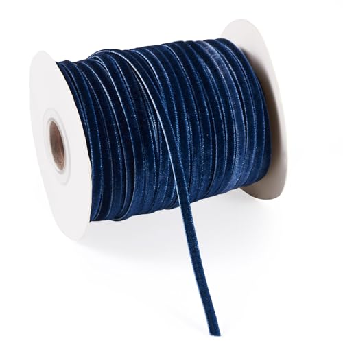 Bestewelry Einseitiges Samtband mit Spulen, 3 mm flach, dekoratives Samtband, beflockte Bänder für Geschenkverpackung, Party-Dekoration, 45,7 m, Marineblau Bestewelry Einseitiges Samtband mit Spulen, 3 mm flach, dekoratives Samtband, beflockte Bänder für Geschenkverpackung, Party-Dekoration, 45,7 m, Marineblau von Bestewelry