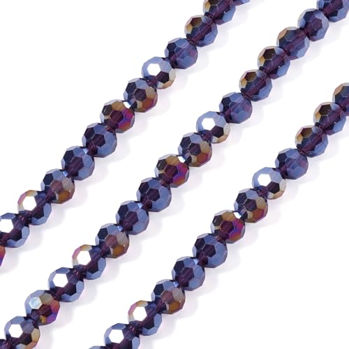Bestewelry Facettierte, runde transparente Glasperlen, 10 mm, große Kristallperlen, runde Glasperlenstränge für Schmuckherstellung, DIY, Armband, Halskette, Handwerk, Mauve, 268 Stück von Bestewelry
