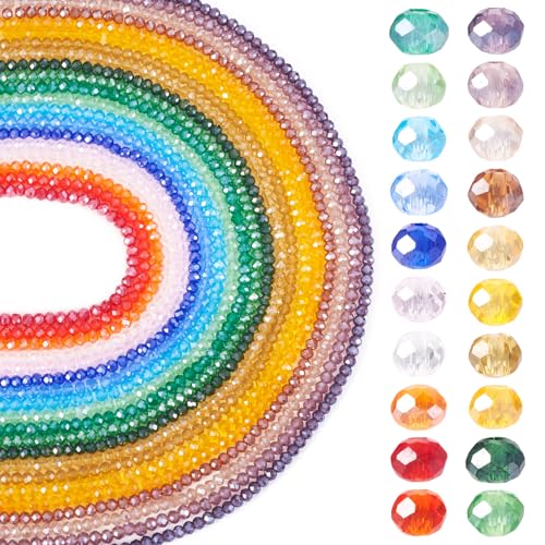 Bestewelry Facettierte Glasperlen, 20 Stränge, 3 x 2 mm, Rondelle, Kristallglasperle, lose Abstandshalter, Perlen für Armbänder, Ohrringe, Schmuckherstellung von Bestewelry