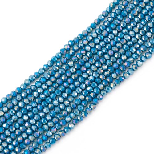 Bestewelry Facettierte Glasperlen, 3 x 2 mm, rund, Pastell-Kristallperlen, lose Abstandshalter für Halsketten, Ohrringe, Schmuckherstellung, Fenster, Tür, Dekoration, 10 Stränge von Bestewelry