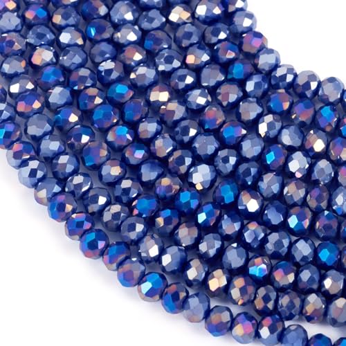 Bestewelry Facettierte Glasperlen, Stränge, 3 x 2,5 mm, undurchsichtige Rondelle-Glasperlen, galvanisiert, runde Perlen für Armbandherstellung, Schmuck, Handwerk, Blau, 10 Stränge Bestewelry Facettierte Glasperlen, Stränge, 3 x 2,5 mm, undurchsichtige Rondelle-Glasperlen, galvanisiert, runde Perlen für Armbandherstellung, Schmuck, Handwerk, Blau, 10 Stränge von Bestewelry