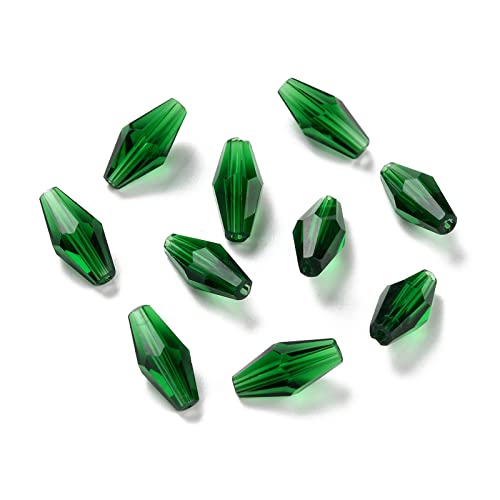 Bestewelry Facettierte transparente Glasperlen, Doppelkegel, 12 x 6 mm, Kristallglasperlen, lose Abstandshalter, Perlen für DIY-Schmuckherstellung, Grün, 100 Stück von Bestewelry