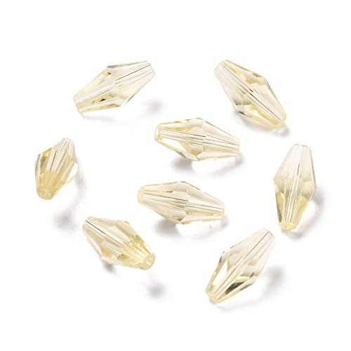 Bestewelry Facettierte transparente Glasperlen, Doppelkegel, 8 x 4 mm, Kristallglasperlen, lose Abstandshalter, Perlen für DIY-Schmuckherstellung, Zitronengelb, 100 Stück von Bestewelry