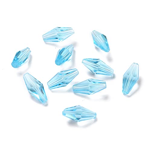 Bestewelry Facettierte transparente Glasperlen, Doppelkegel, 8 x 4 mm, Kristallglasperlen, lose Abstandshalter, Perlen für DIY-Schmuckherstellung (hellhimmelblau), 100 Stück von Bestewelry