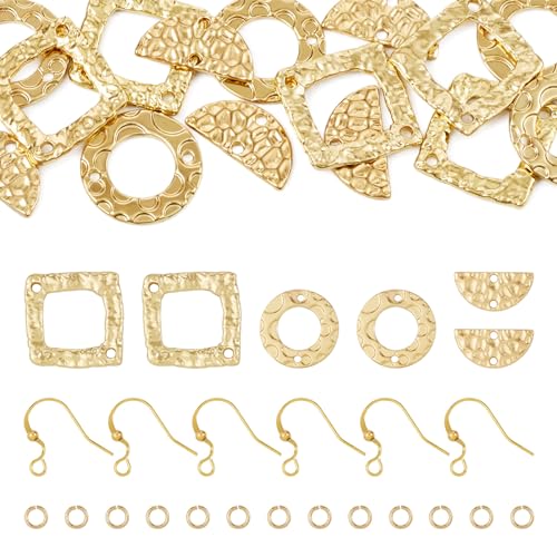 Bestewelry Geometrie-Ohrringherstellungs-Set, goldfarben, strukturiert, rund, Rauten-Legierung, Verbindungsanhänger, flach, halbrund, blanko, Wellung, Gliederanhänger für Ohrringe, Halsketten, Bestewelry Geometrie-Ohrringherstellungs-Set, goldfarben, strukturiert, rund, Rauten-Legierung, Verbindungsanhänger, flach, halbrund, blanko, Wellung, Gliederanhänger für Ohrringe, Halsketten, von Bestewelry