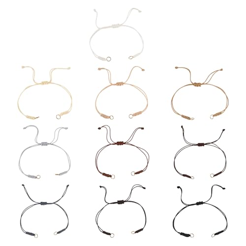 Bestewelry Gewachste Polyesterschnur, Armbänder, verstellbar, blanko, 11–26 cm, geflochtenes Wachsfaden, Armband mit Biegeringe für die Armbandherstellung, mehrfarbig, 30 Stück von Bestewelry