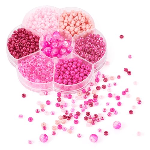 Bestewelry Glasperlen, 90 g, 6/0, Rondelle, Pony, Rocailles, mit 8 mm runder Glasperle für Freundschaftsarmbänder, Halsketten, Ohrringe, Schmuckherstellung, Rosa Bestewelry Glasperlen, 90 g, 6/0, Rondelle, Pony, Rocailles, mit 8 mm runder Glasperle für Freundschaftsarmbänder, Halsketten, Ohrringe, Schmuckherstellung, Rosa von Bestewelry