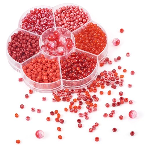 Bestewelry Glasperlen, 90 g, 6/0, Rondelle, Pony, Rocailles, mit 8 mm runder Glasperle für Freundschaftsarmbänder, Halsketten, Ohrringe, Schmuckherstellung, Rot Bestewelry Glasperlen, 90 g, 6/0, Rondelle, Pony, Rocailles, mit 8 mm runder Glasperle für Freundschaftsarmbänder, Halsketten, Ohrringe, Schmuckherstellung, Rot von Bestewelry