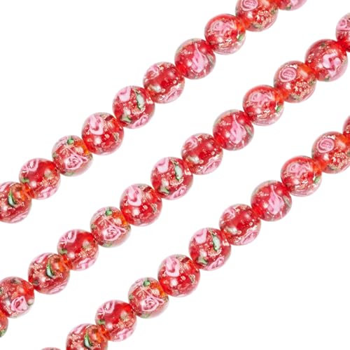 Bestewelry Glasperlen mit goldfarbenem Sand, rund, Blumenmuster, lose Abstandshalter für Armbänder, Ohrringe, Halsketten, Schmuckherstellung, Rot, 40 Stück Bestewelry Glasperlen mit goldfarbenem Sand, rund, Blumenmuster, lose Abstandshalter für Armbänder, Ohrringe, Halsketten, Schmuckherstellung, Rot, 40 Stück von Bestewelry