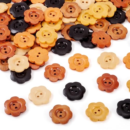 Bestewelry Holzknöpfe mit 2 Löchern, Blumenmuster, 25 x 23,5 x 4 mm, zum Nähen, Stricken, Ersetzen von Kleidung, Handwerk und Dekoration, 90 Stück Bestewelry Holzknöpfe mit 2 Löchern, Blumenmuster, 25 x 23,5 x 4 mm, zum Nähen, Stricken, Ersetzen von Kleidung, Handwerk und Dekoration, 90 Stück von Bestewelry