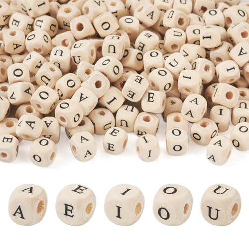 Bestewelry Holzperlen, Alphabet-Perlen, 8 mm, Buchstaben-Würfel, quadratisch, Buchstabe A/E/I/O/U, Holzperlen für Namensarmbänder, Schmuckherstellung, 250 Stück Bestewelry Holzperlen, Alphabet-Perlen, 8 mm, Buchstaben-Würfel, quadratisch, Buchstabe A/E/I/O/U, Holzperlen für Namensarmbänder, Schmuckherstellung, 250 Stück von Bestewelry