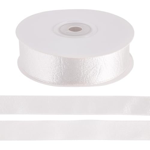 Bestewelry Kunstleder-Polyesterband, 25 mm breit, undurchsichtig, strukturiertes Band für Kleidung, Zubehör, Geschenkverpackung, Weißrauch von Bestewelry
