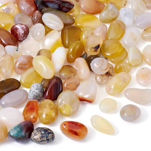 Bestewelry Natürliche Achat-Perlen, 16–20 mm, ohne Loch, gefärbte Edelsteinperlen, bunte Nuggets-Perlen für Schmuckherstellung, DIY, Handwerk, Hellgelb, 500 g von Bestewelry