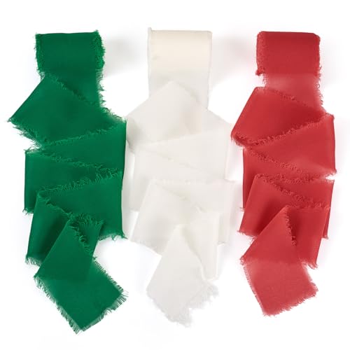 Bestewelry Polyesterband-Set, 50 mm, Fransenborte, Chiffonband, 3 Farben, durchsichtige Bänder für Weihnachten, Kleidung, Accessoires, Geschenk, Dekoration, Grün und Rot, 3 Rollen Bestewelry Polyesterband-Set, 50 mm, Fransenborte, Chiffonband, 3 Farben, durchsichtige Bänder für Weihnachten, Kleidung, Accessoires, Geschenk, Dekoration, Grün und Rot, 3 Rollen von Bestewelry